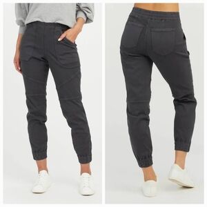 Spanx Washed Black High Rise Stretch Twill Cargo Jogger Pants size XL